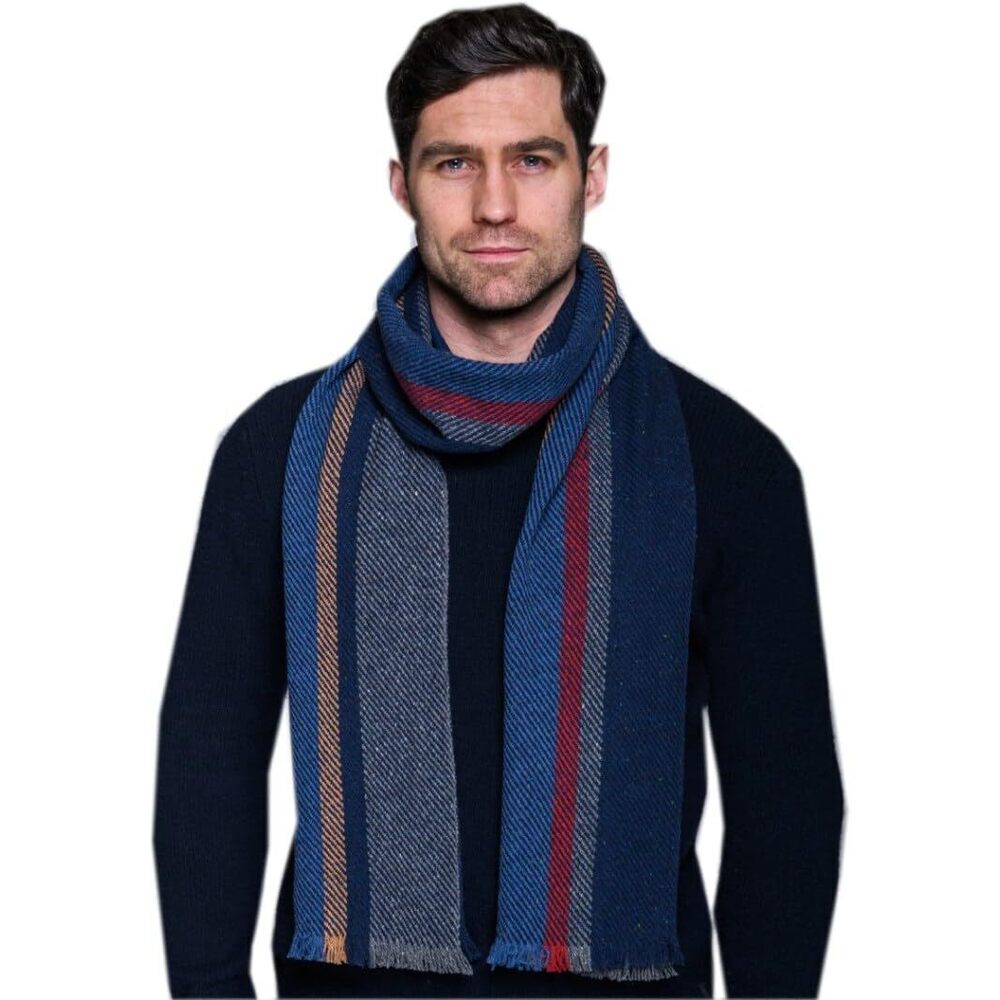 5118 ’s Tweed Scarf - Soft Donegal Blue, Yellow
